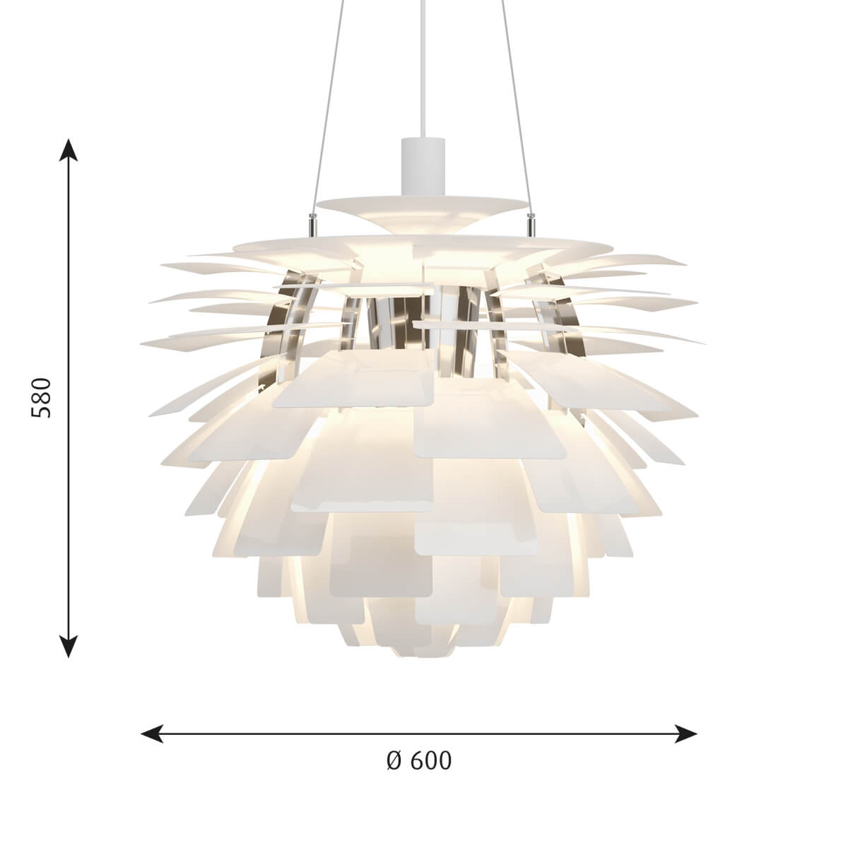Louis Poulsen PH Artichoke 600 Pendelleuchte, Ø: 60 cm, Maßzeichnung