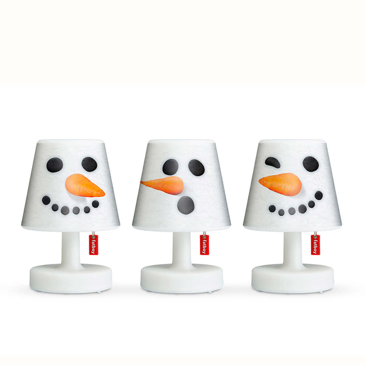 Fatboy Edison the Mini LED Akkuleuchte, 3er-Set, mit X-mas Mini Cappie Set Snowmen, weiß