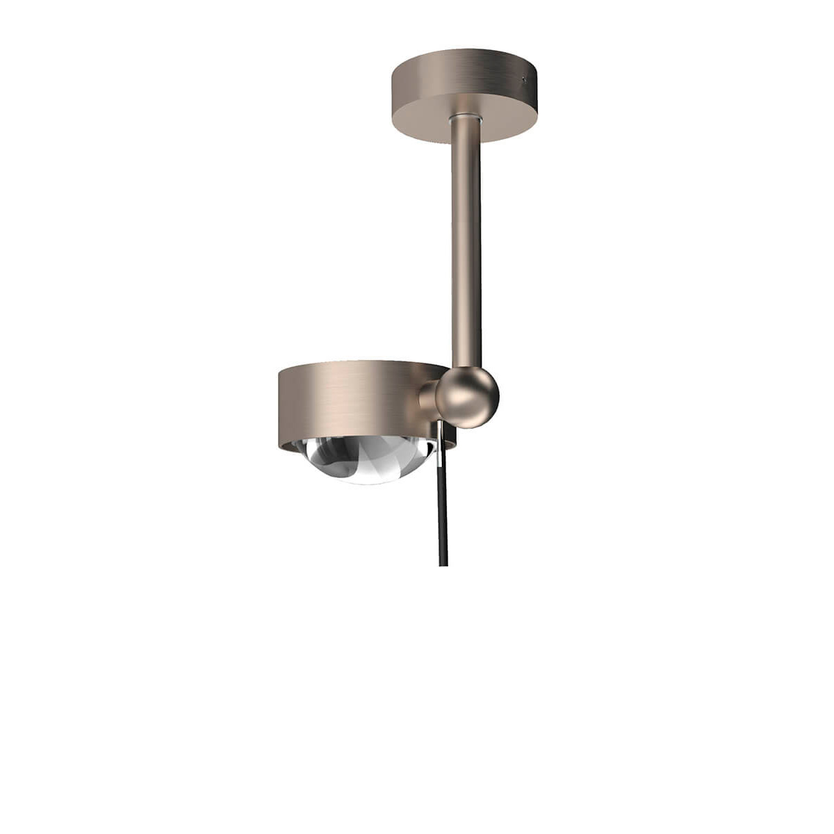 Top Light Puk Mini Side Single Ceiling LED Deckenleuchte, 10 cm, Gehäuse, Nickel matt, mit Linse klar / Glas satiniert (nicht inbegriffen)