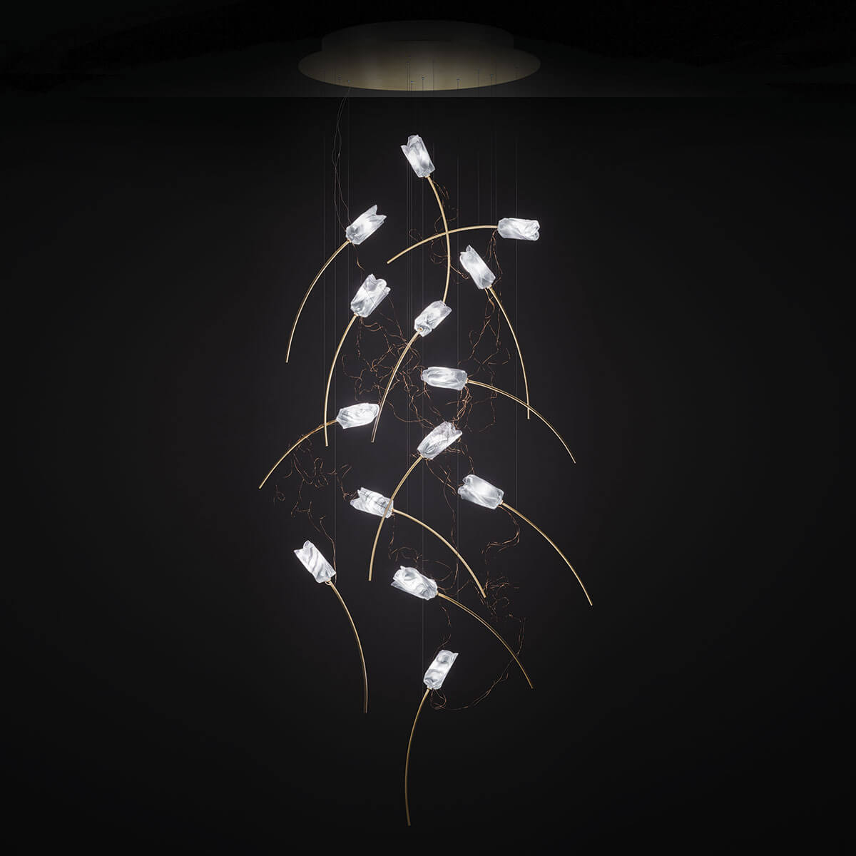 Slamp Tulip 14 Round LED Suspension, prisma / Messing
