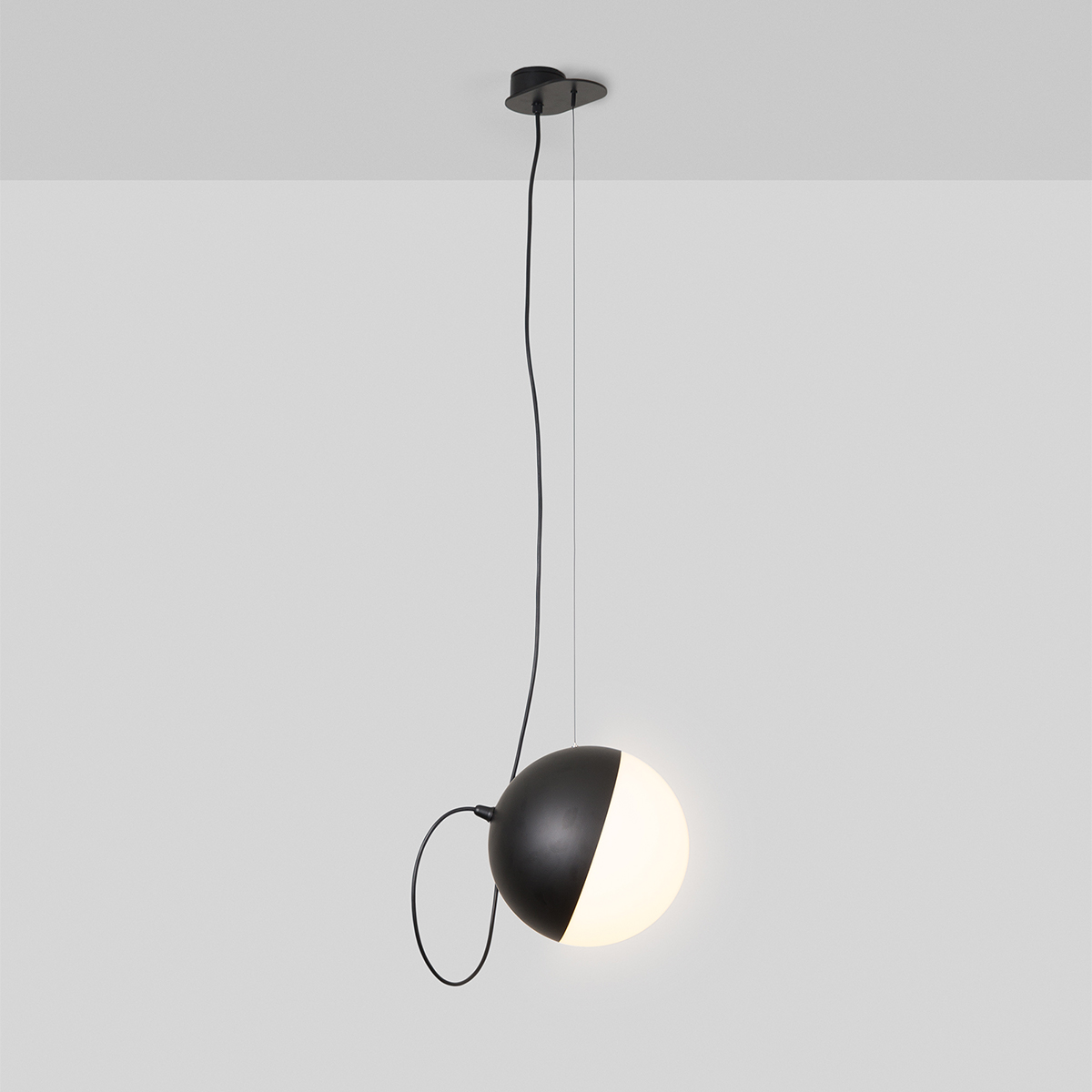 Milan Half Pendelleuchte, Ø 25 cm, 1-flg., schwarz