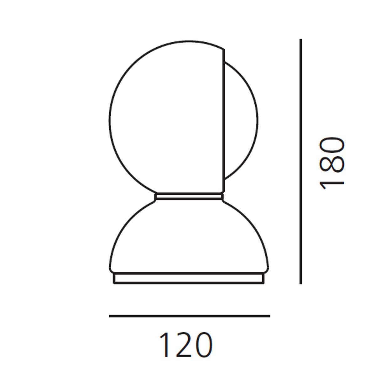 Artemide Eclisse Tavolo, Maßzeichnung