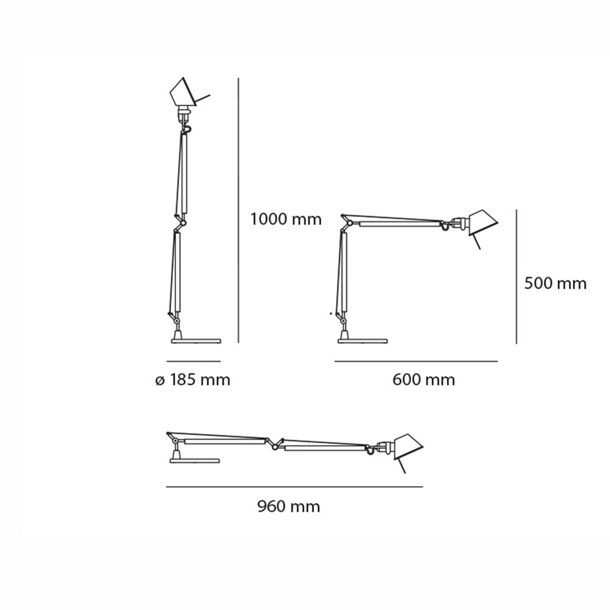 Artemide Tolomeo Midi Tavolo LED, Aluminium, Zeichnung