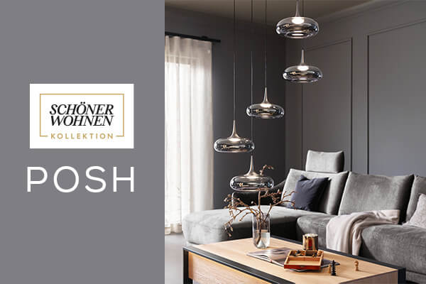 Schöner Wohnen Kollektion Posh pendant lights above a modern living area