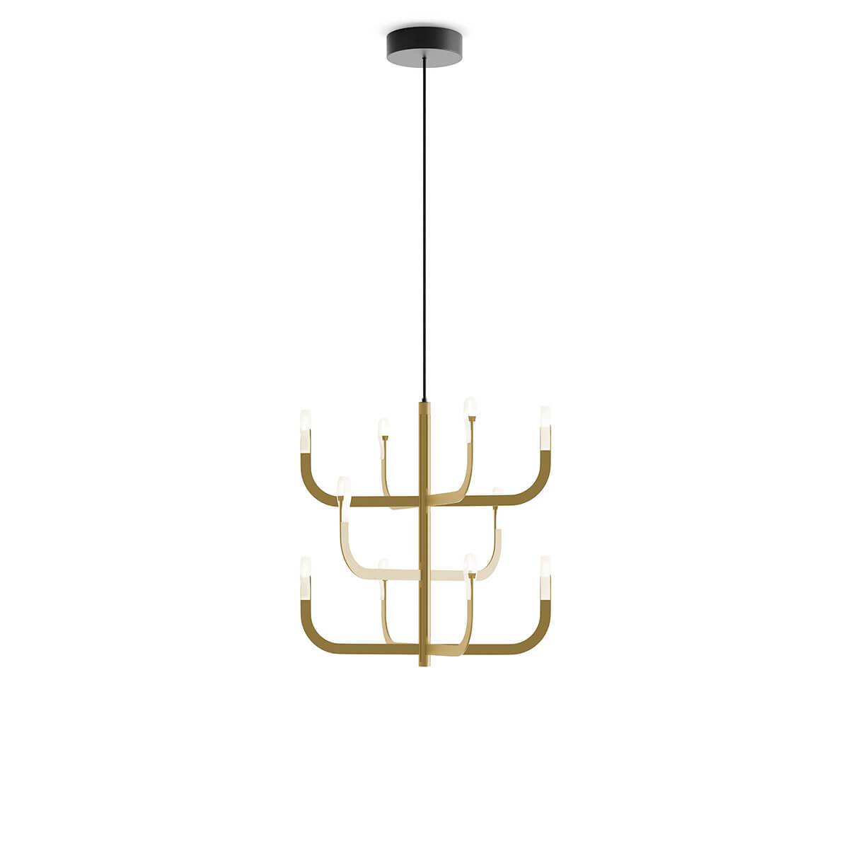 Luceplan J-us LED Sospensione, E Konfiguration, Gold satiniert