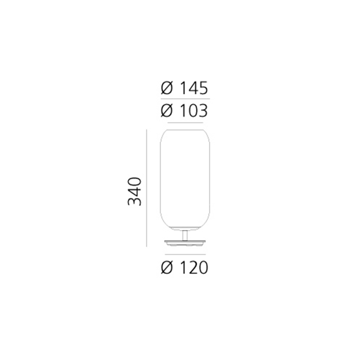 Artemide Gople Lamp Mini Tavolo, Maßzeichnung
