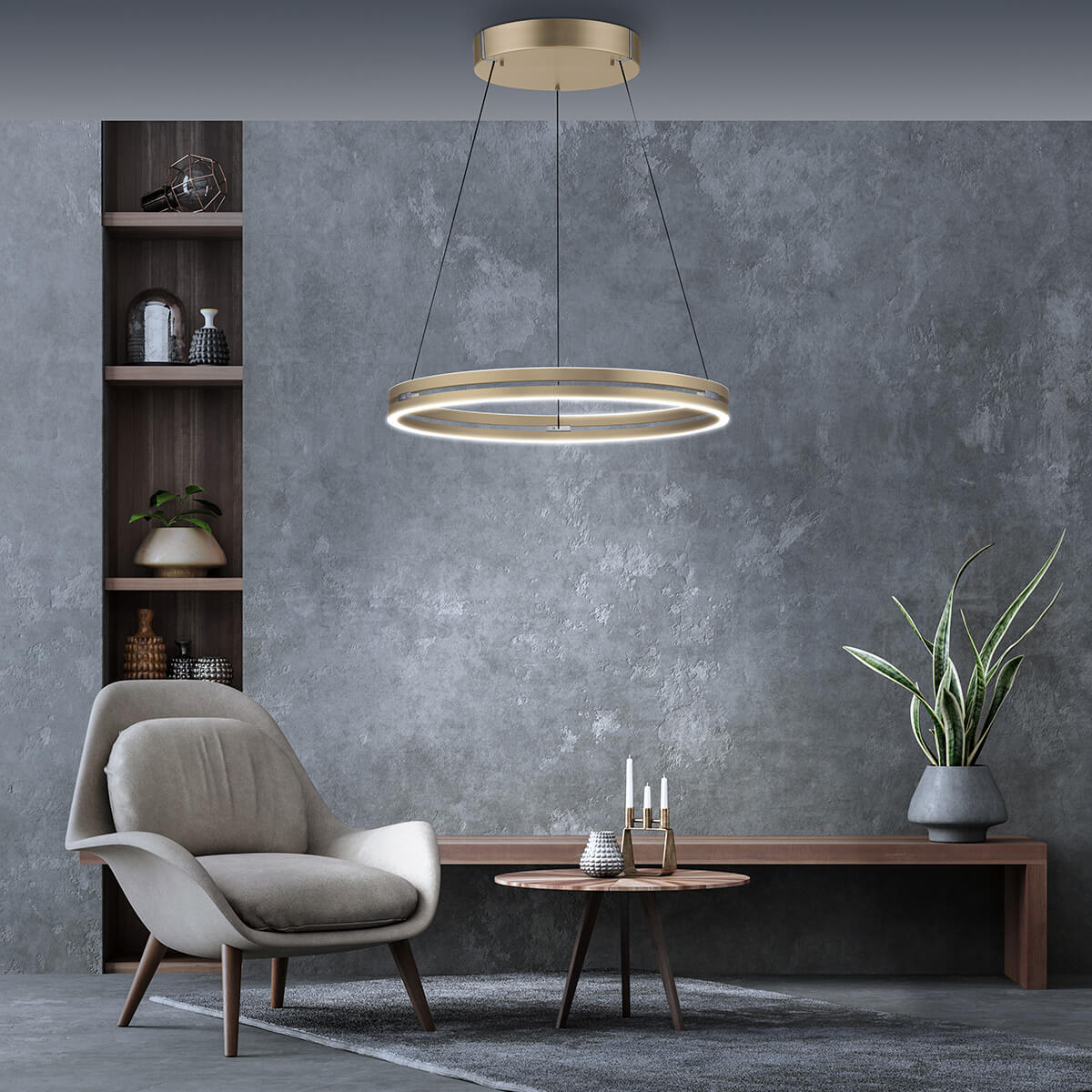 Neuhaus PURE E-Loop LED Pendelleuchte, Messing matt