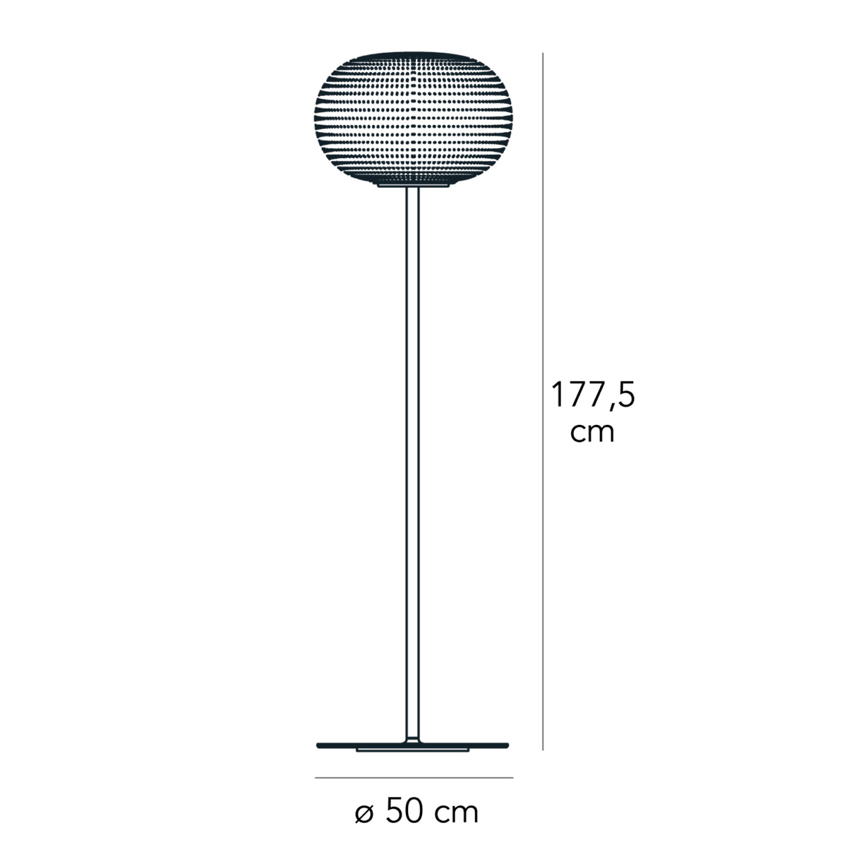 Fontana Arte Bianca Stehleuchte, Maßzeichnung