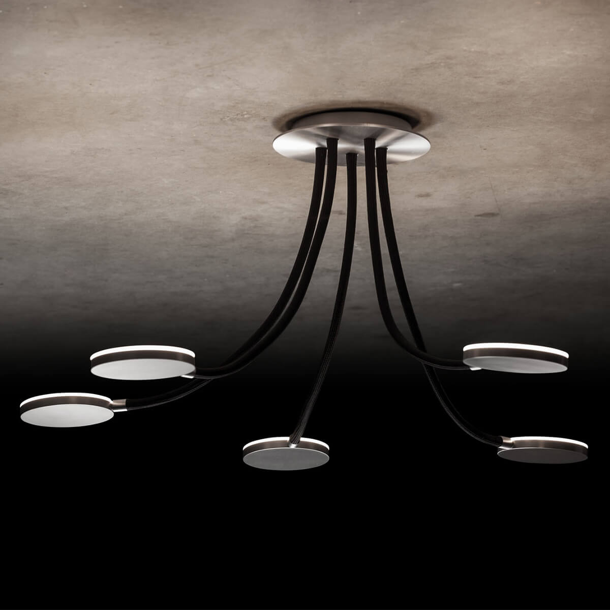 Holtkötter Flex D5 LED Deckenleuchte, Aluminium matt / schwarz