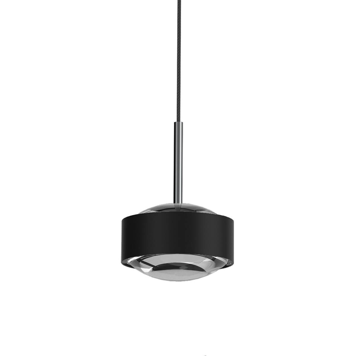 Top Light Puk Maxx Drop Solo LED Pendelleuchte, Gehäuse, schwarz matt / Chrom, mit Linse klar (nicht inbegriffen)