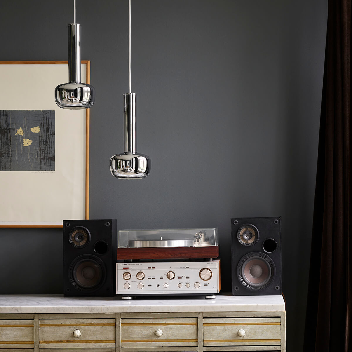 Louis Poulsen VL 56 Pendelleuchte, hochglanzverchromt