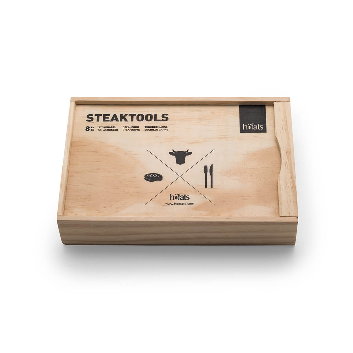 Höfats Steakbesteck, Edelstahl gebürstet, inklusive hochwertiger Holzbox