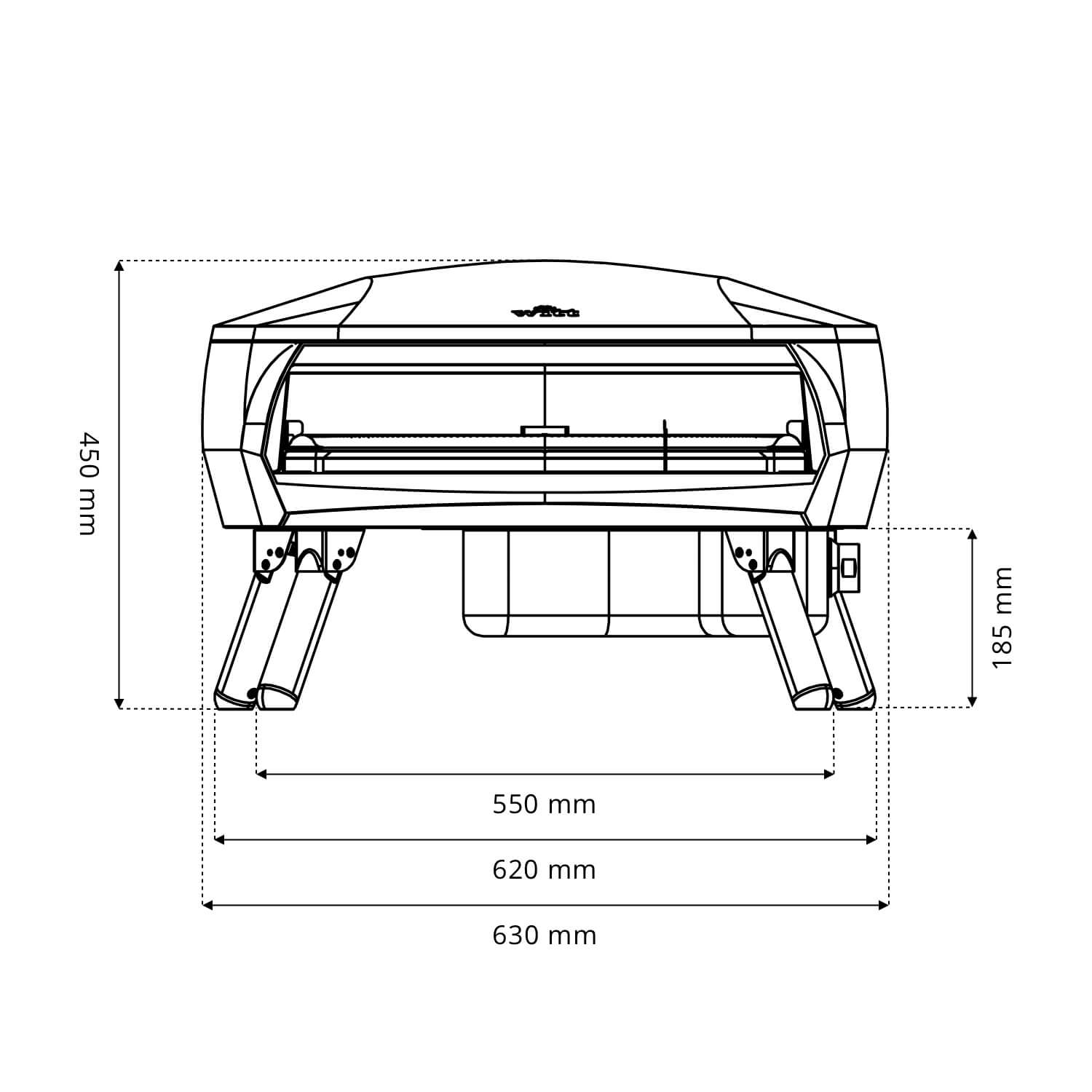 Witt ETNA Rotante Pizzaofen, 2 Brenner, rotierend, Maßzeichnung