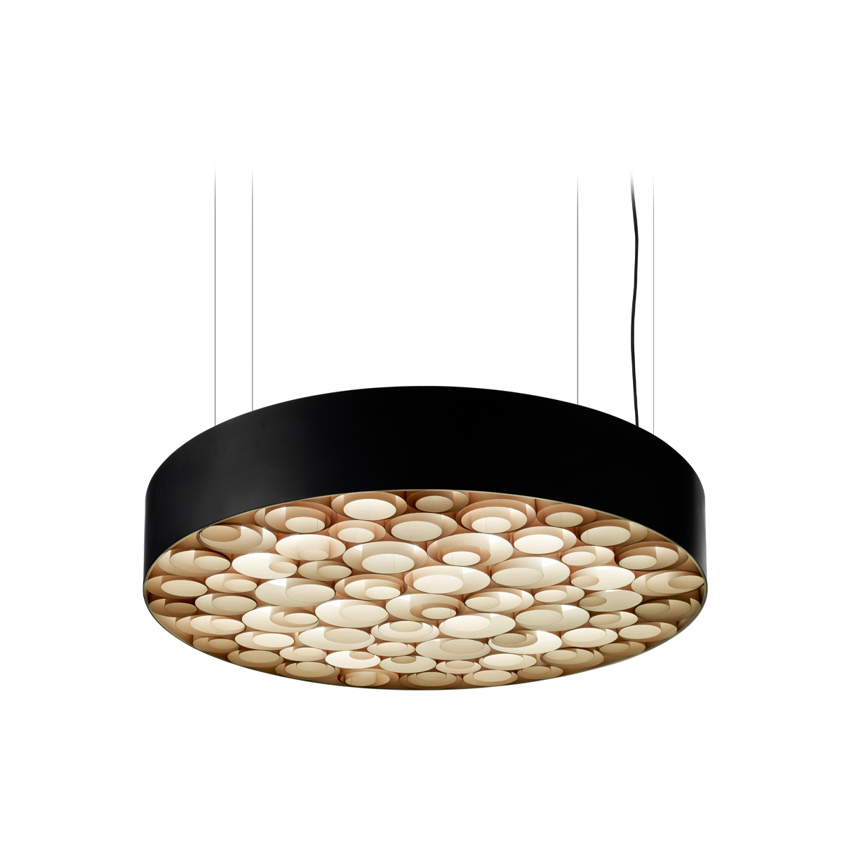 LZF Lamps Spiro Medium LED Pendelleuchte, äußerer Schirm: schwarz, innen: Buche