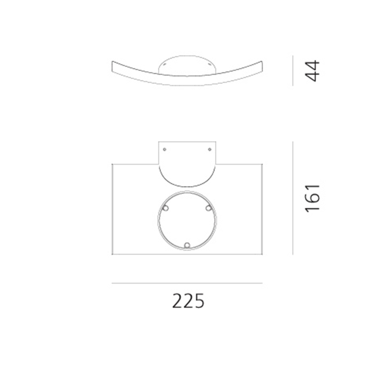 Artemide Microsurf LED Parete, Maßzeichnung