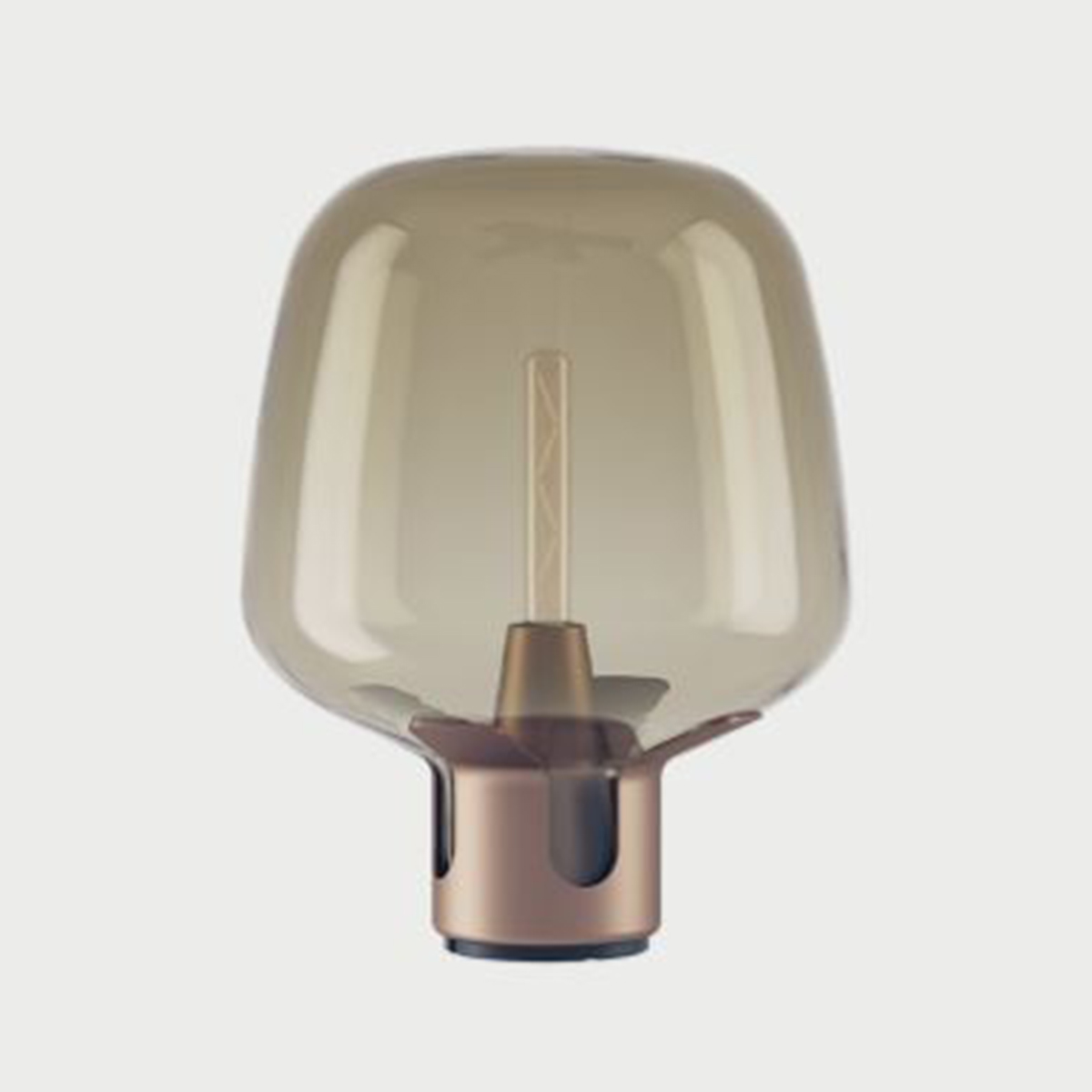 Lodes Flar Medium Tischleuchte, Sockel: braun / Glas: honigfarben