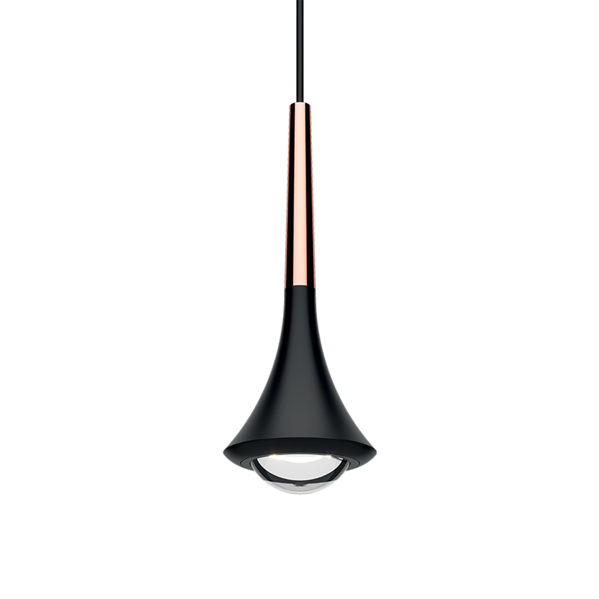 Lodes Rain LED Pendelleuchte 1-flg., schwarz matt - Roségold