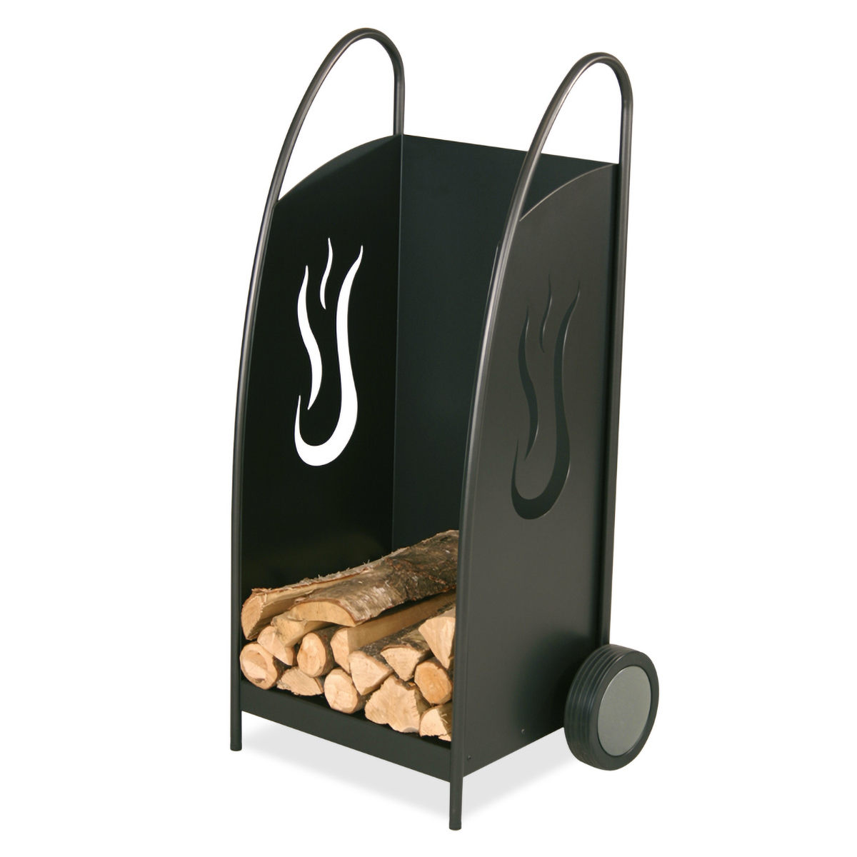 Heibi Fahrbarer Holzwagen Flammen, schwarz / Glimmer Fahrbarer Holzwagen Flammen