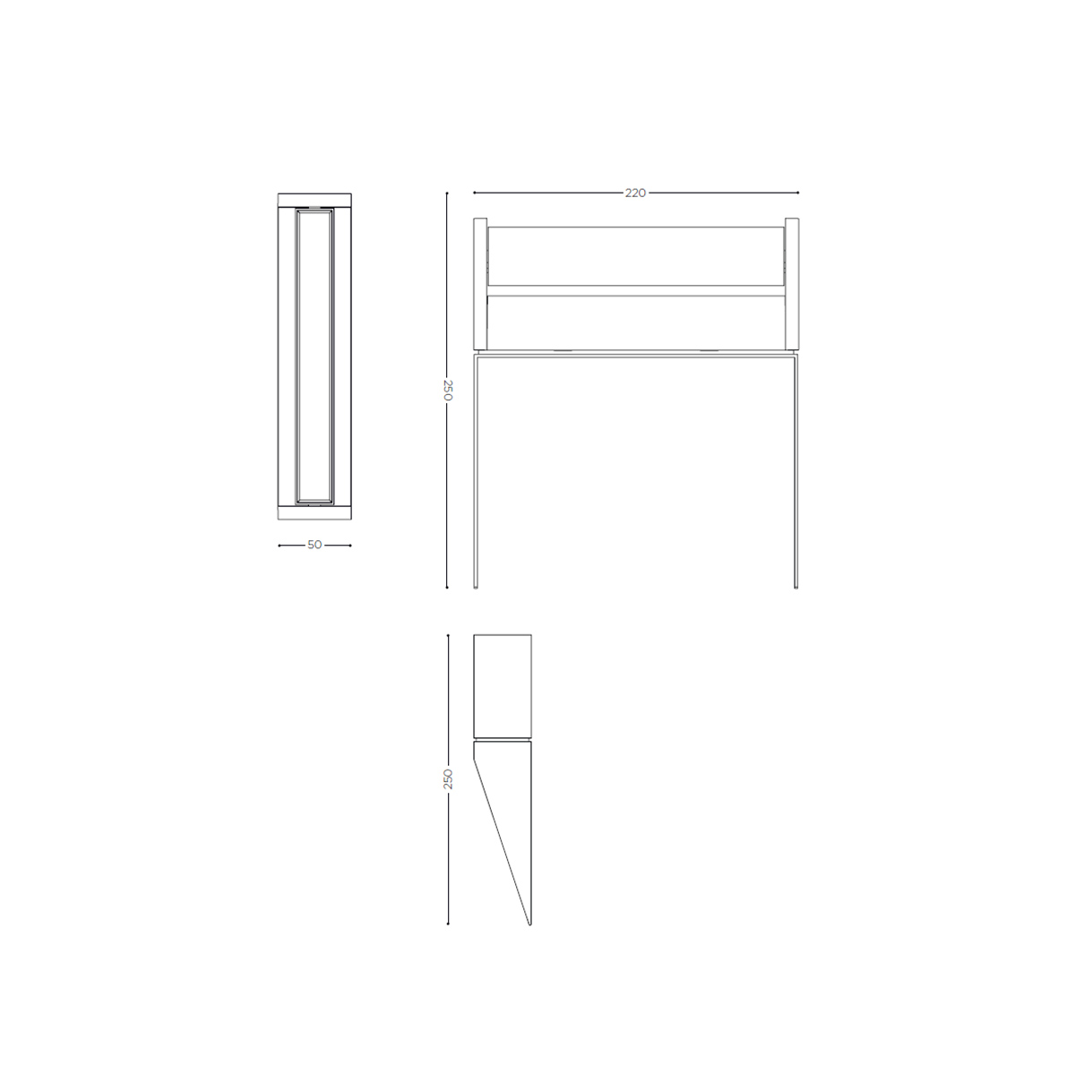 IP44.DE Slat Spike Spießstrahler, Maßzeichnung