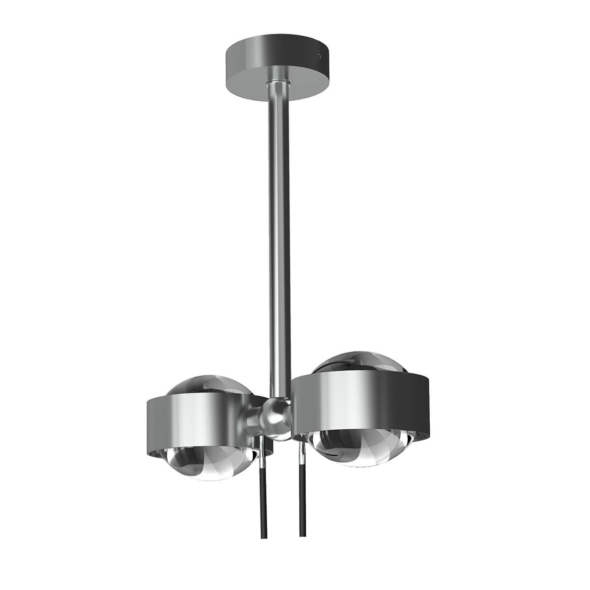 Top Light Puk Mini Side Twin Ceiling LED Deckenleuchte, 20 cm, Gehäuse, Chrom matt, mit Linse klar / Linse klar (nicht inbegriffen)