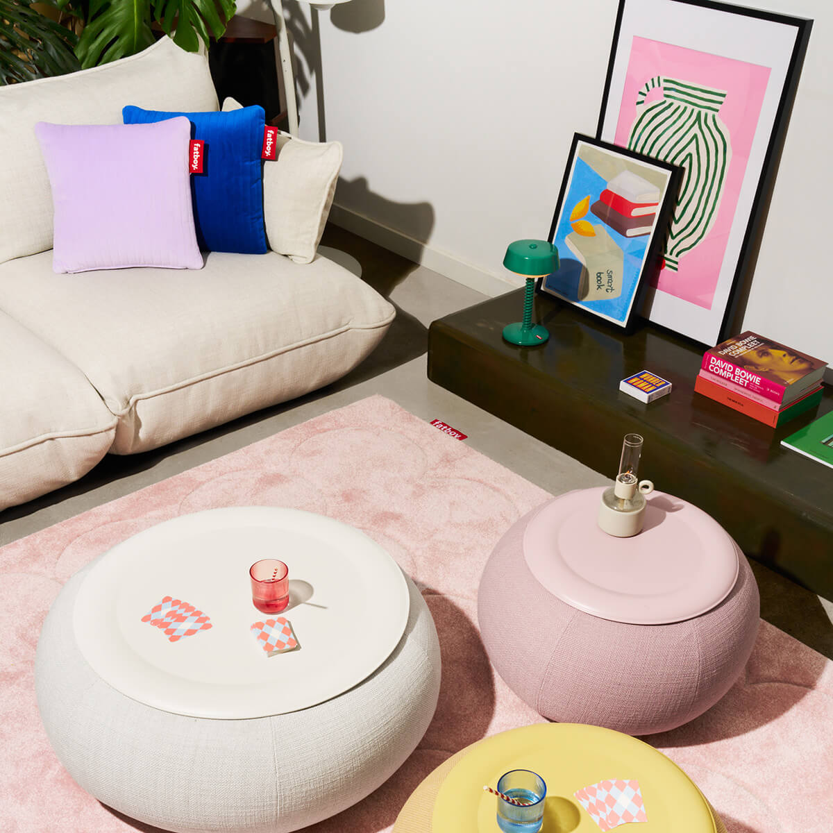 Fatboy Hotspot Pillow Line Velvet Quadro Heizkissen, Lilac (fliederfarben) und Flash blue (blau)