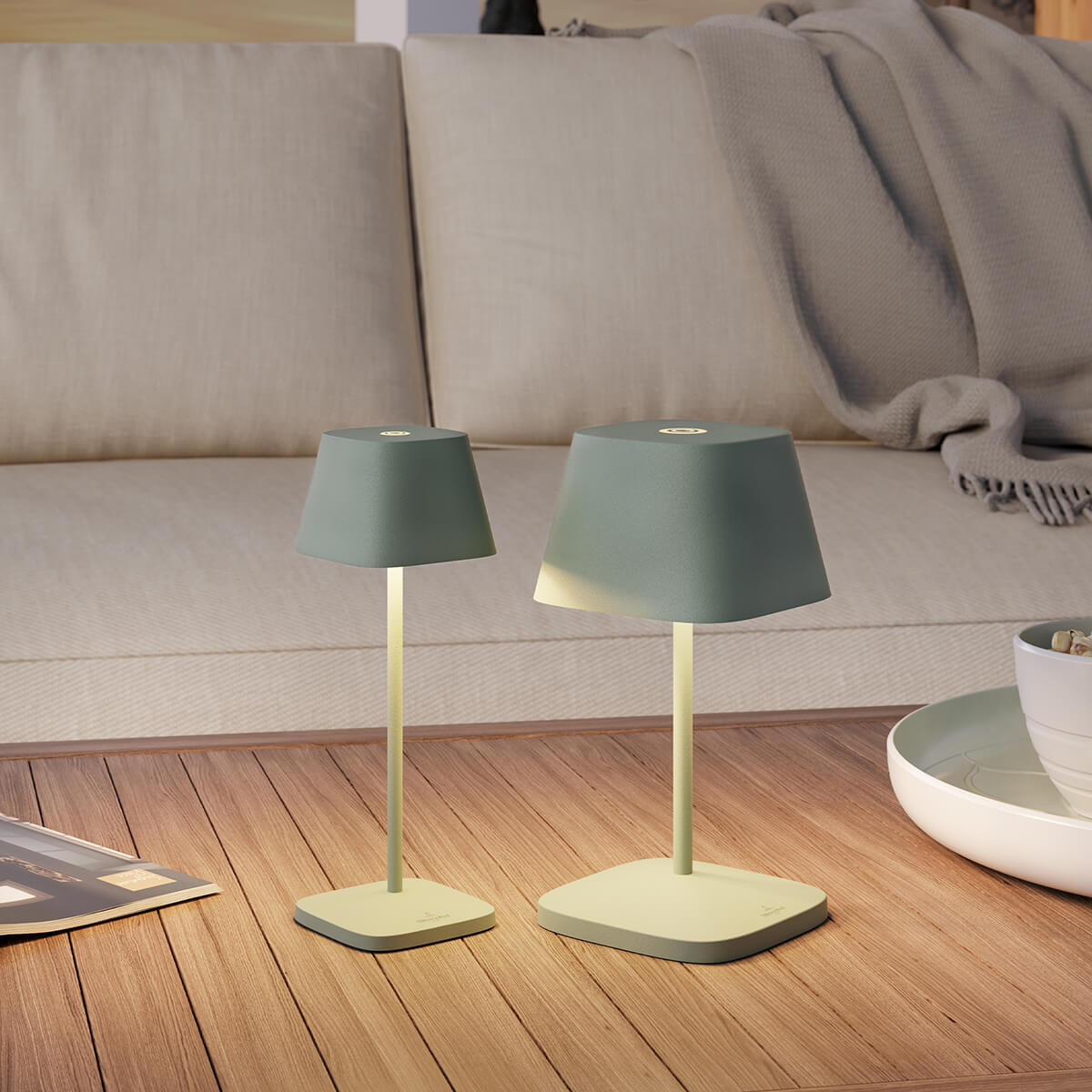 Villeroy & Boch Neapel RC und Neapel Micro RC LED Akkuleuchte, olivgrün