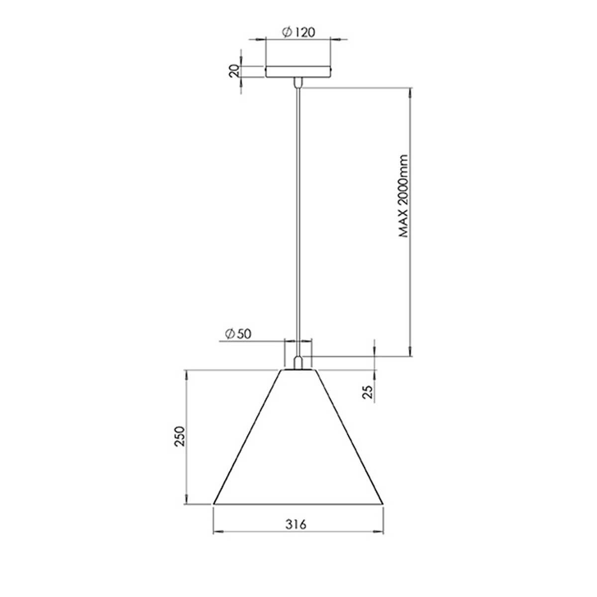 Fabas Luce Cone Pendelleuchte, Maßzeichnung