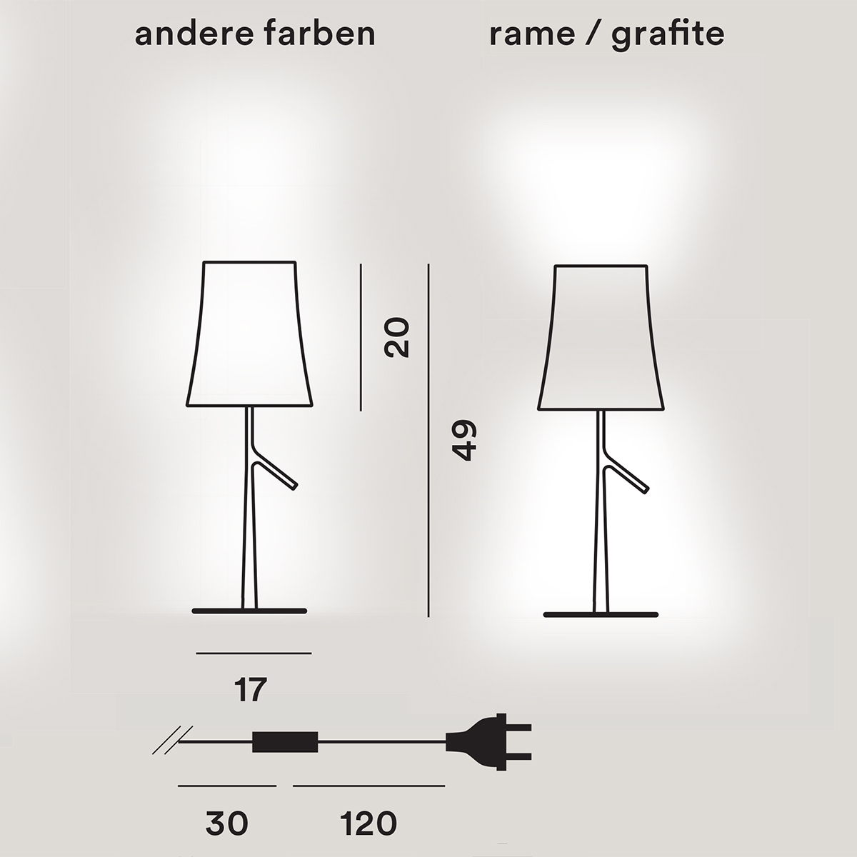 Foscarini Birdie Piccola Tavolo, Maßzeichnung