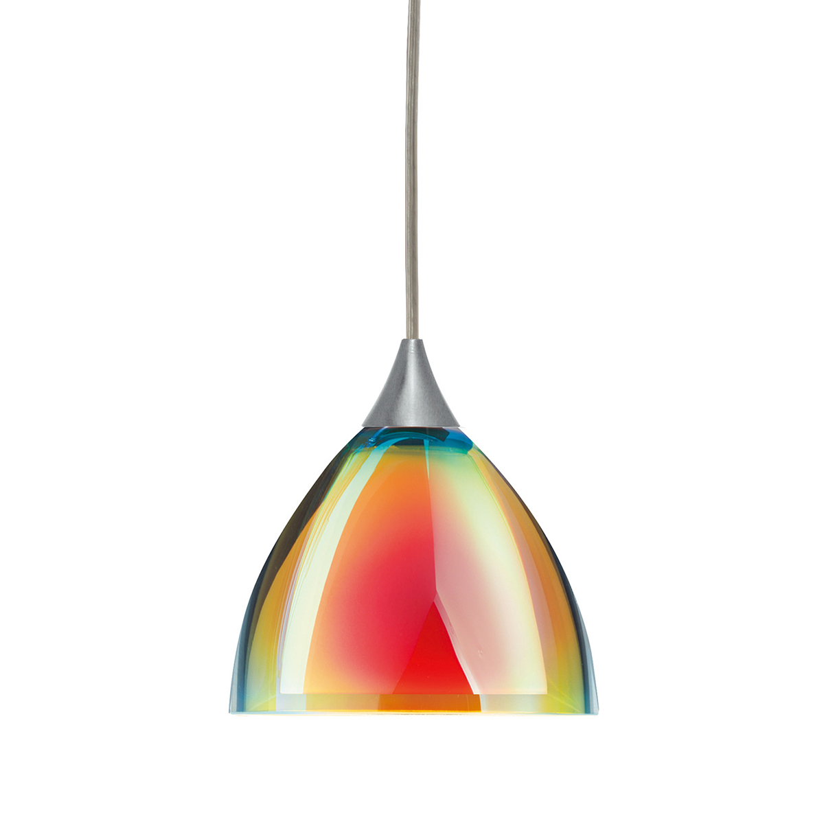 Bruck Duolare Silva Down 110 Pendelleuchte, Chrom matt, Glas: dichroitisch orange - gelb