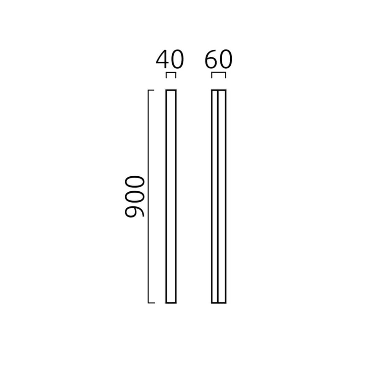 Helestra Lado LED Wand- / Spiegelleuchte, Länge: 90 cm, Chrom, Maßzeichnung