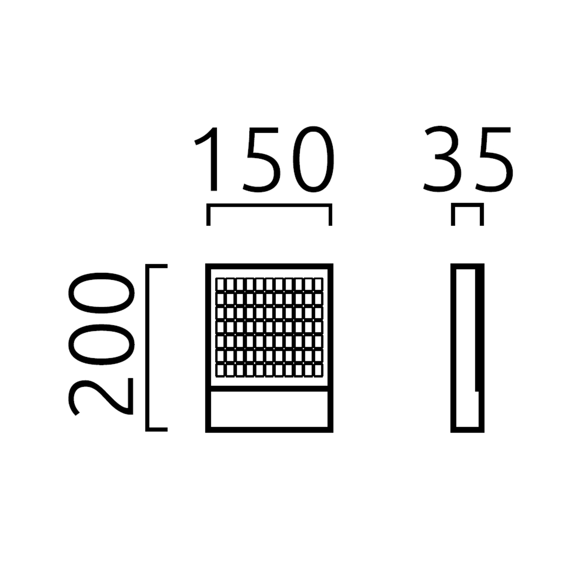 Helestra Dial LED Dial LED Hausnummern- / Außenwandleuchte, Maßzeichnung
