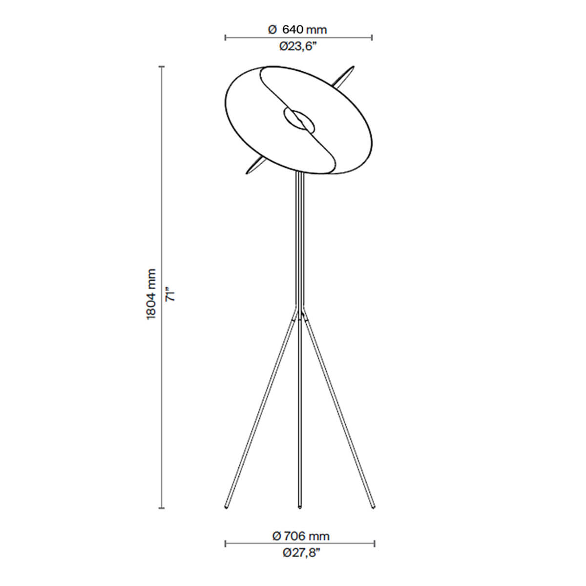 Luceplan Levante LED Terra, Maßzeichnung