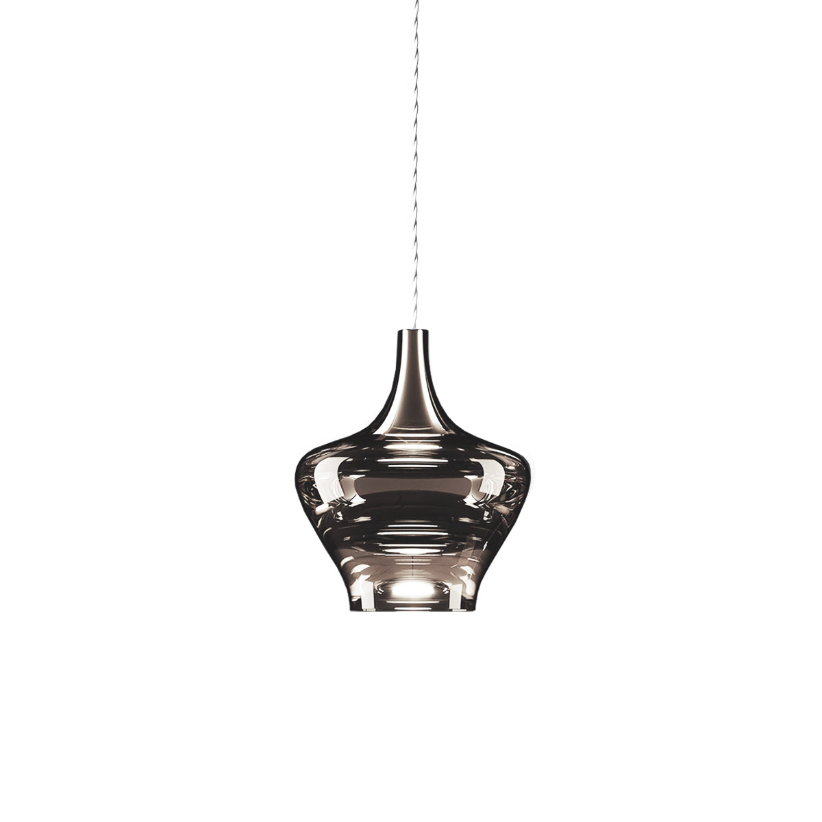 Lodes Nostalgia Glas Medium LED Pendelleuchte, Chrom - Rauchglas, Bild eines einzelnen Pendels