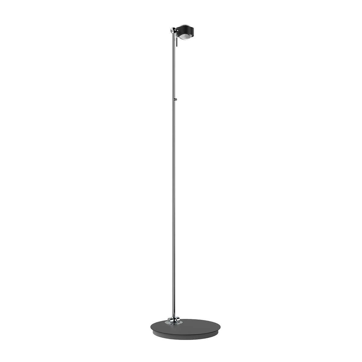 Top Light Puk Mini Floor Mini Single LED Stehleuchte, Gehäuse, schwarz matt / Chrom, mit Linse klar / Glas satiniert (nicht inbegriffen)
