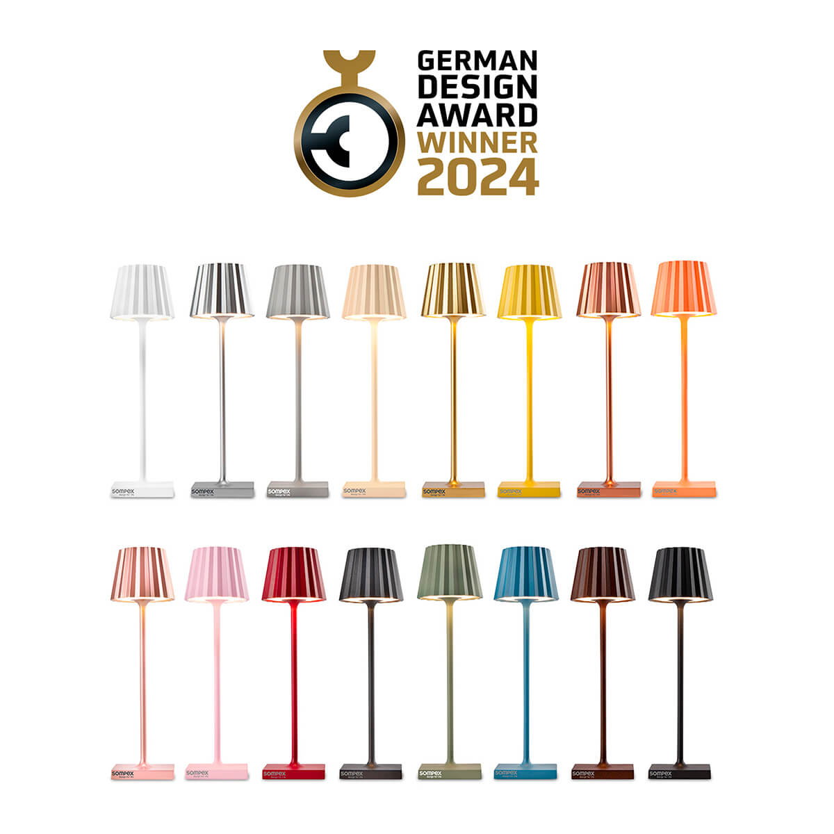 Sompex Troll Nano LED Akkuleuchte, weiß, wurde ausgezeichnet mit dem GERMAN DESIGN AWARD WINNER 2024