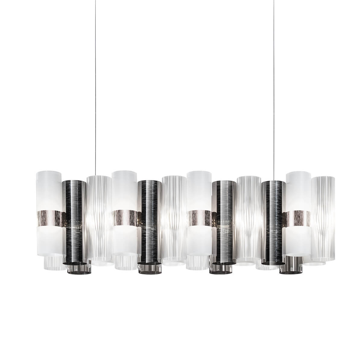Slamp La Lollo LED Suspension Linear 100, pewter (Zinn/weiß)
