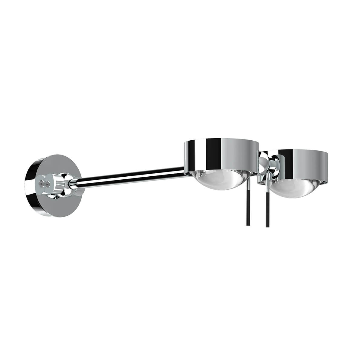 Top Light Puk Wing Twin Wand- / Deckenleuchte, 30 cm, Gehäuse, Chrom, mit Einsätzen Glas satiniert / Linse klar (Einsätze nicht inbegriffen)