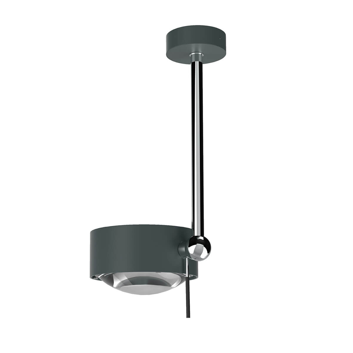 Top Light Puk Maxx Side Single Ceiling LED Deckenleuchte, 20 cm, Gehäuse, anthrazit matt / Chrom, mit Linse klar / Glas satiniert (nicht inbegriffen)