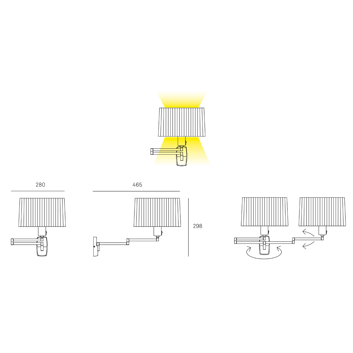 Milan Elea Ambiente Wandleuchte, Maßzeichnung