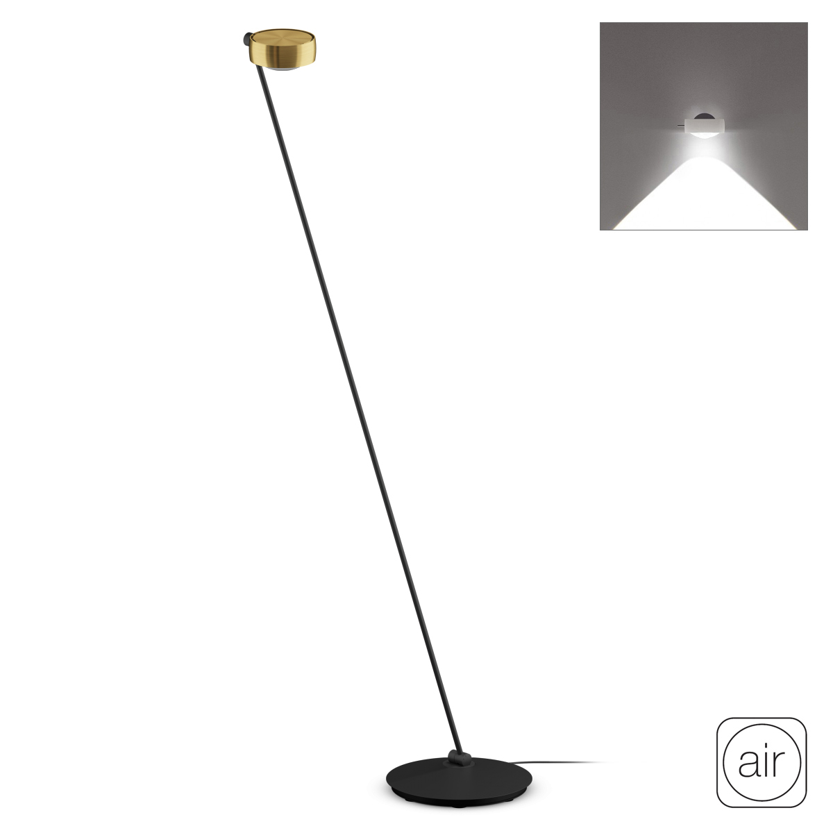 Occhio Sento C lettura "air" LED Leseleuchte, 160 cm, 2700 K, Ausrichtung: rechts vom Objekt, Bronze / schwarz matt
