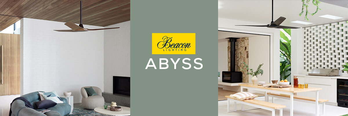 Beacon Lighting Abyss Deckenventilator in modernen Wohn- und Essbereichen