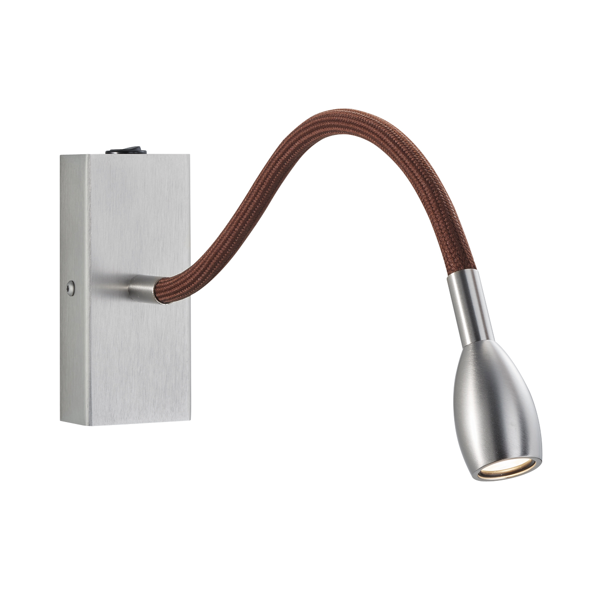 Knapstein Asta LED Wandleuchte, Nickel matt, Flexarm: braun