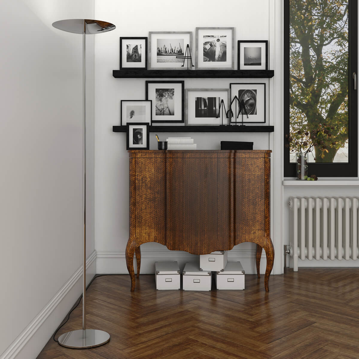 Belux Classic LED Stehleuchte, Chrom