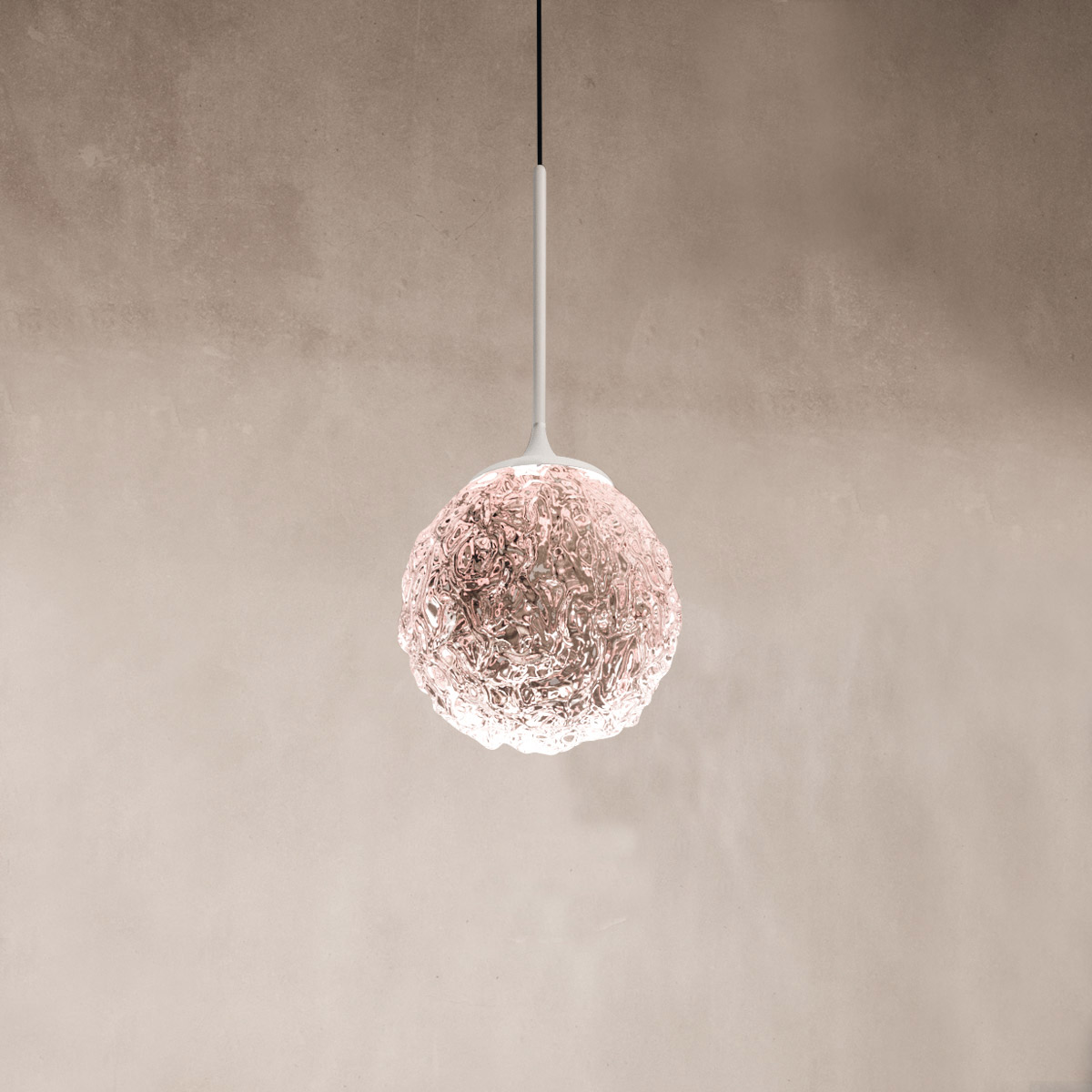 Icone Cristalglob S15 LED Pendelleuchte, rosa / weiß