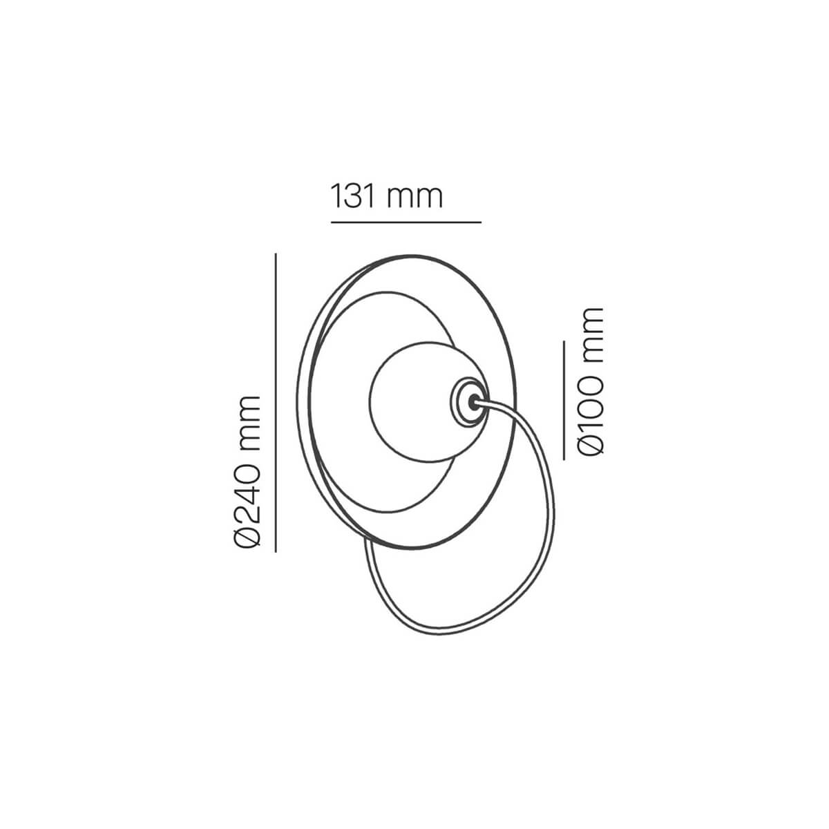 Milan Wire Wandleuchte, Ø: 24 cm, Maßzeichnung
