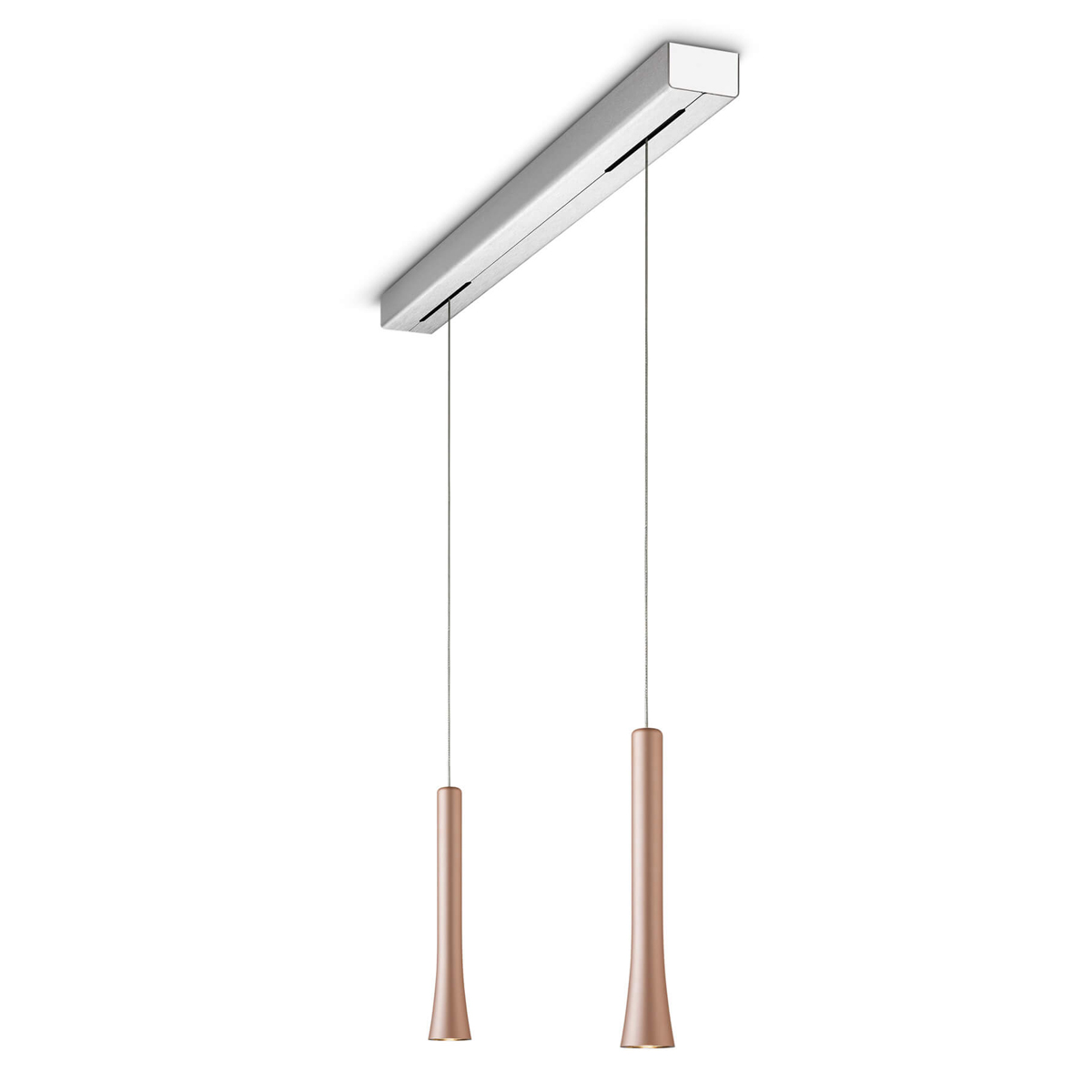 Oligo Rio LED Pendelleuchte, 2-flg., Satin copper