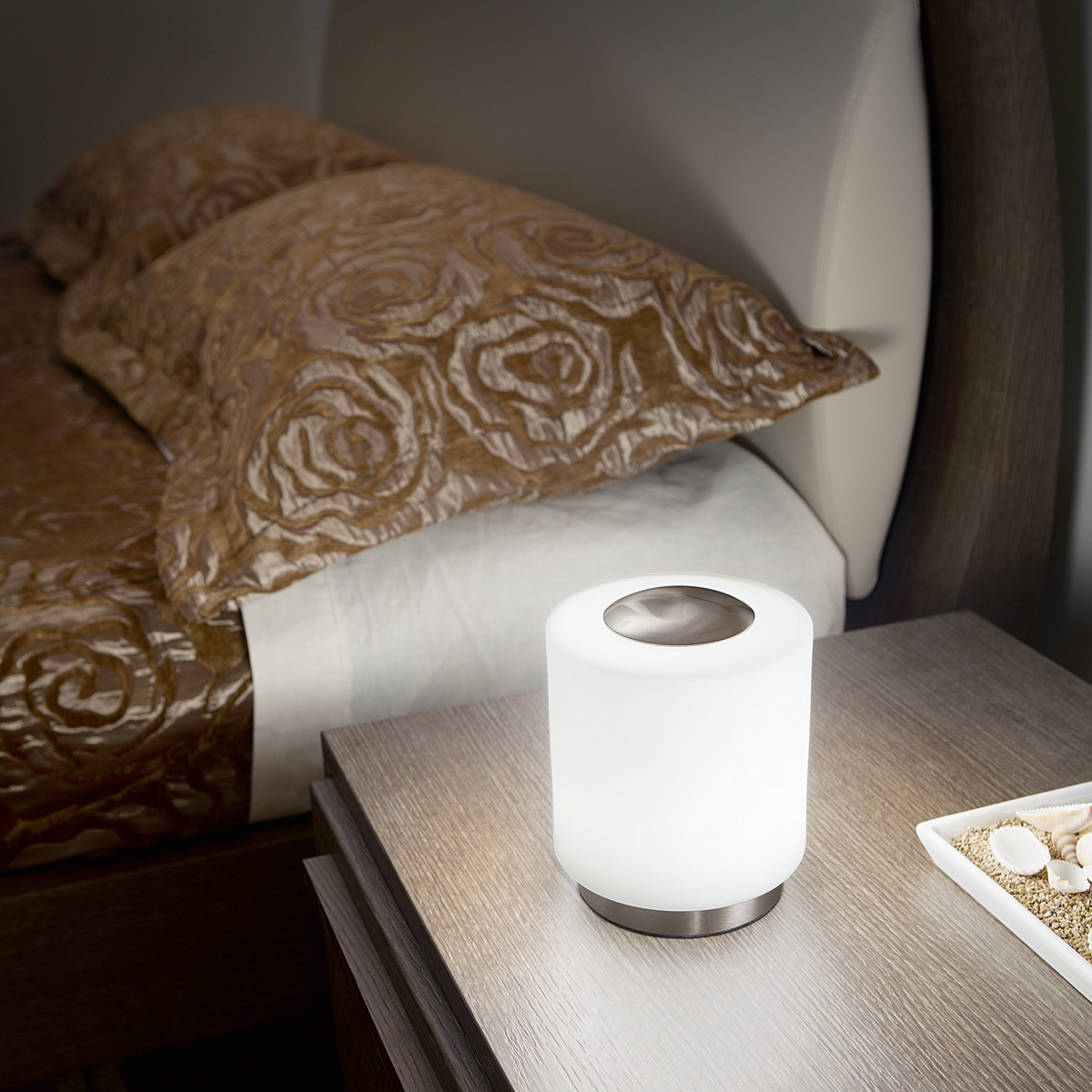 Fabas Luce Simi LED Tischleuchte, Nickel satiniert
