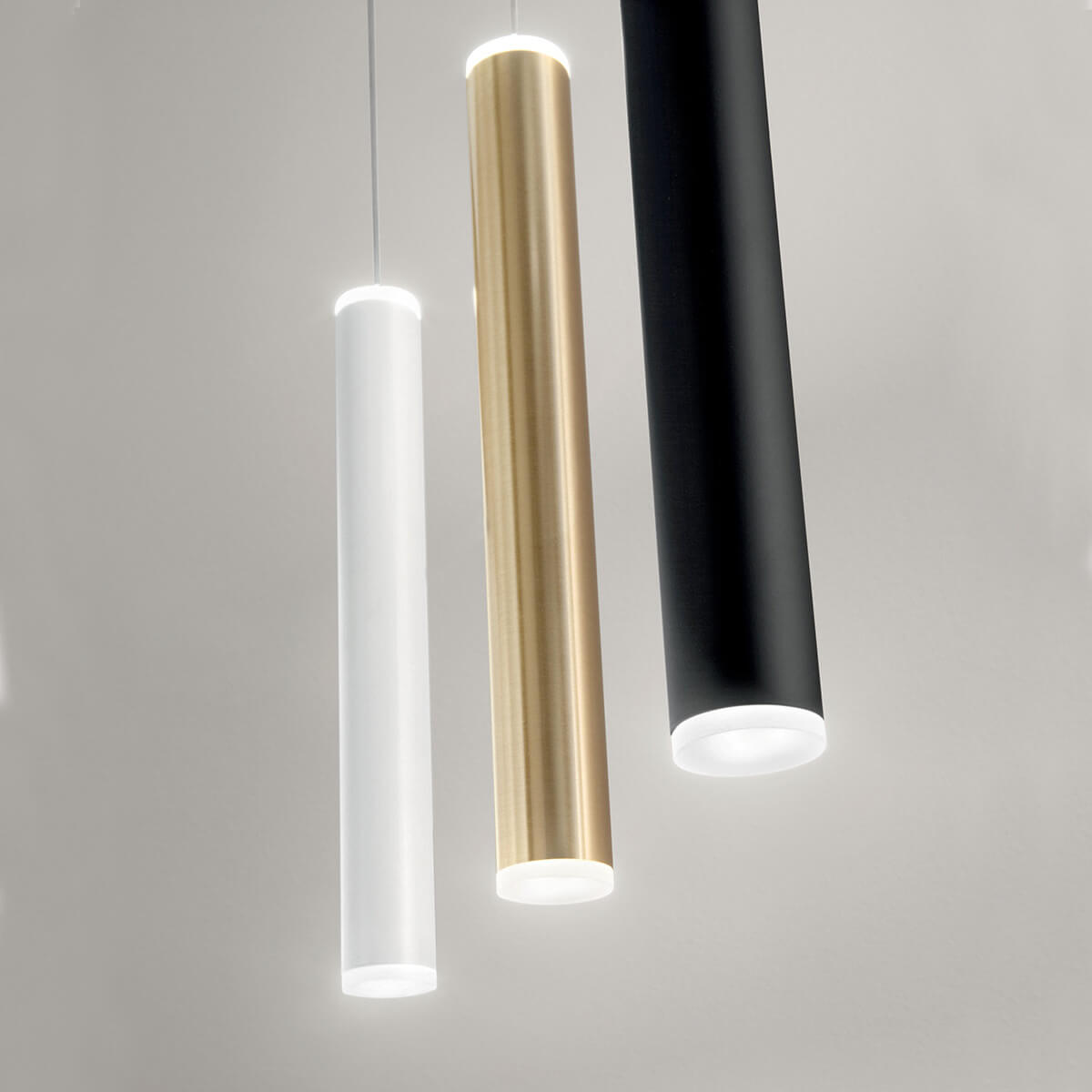 Fabas Luce Prado LED Pendelleuchte, 1-flg., weiß, Messing satiniert und schwarz