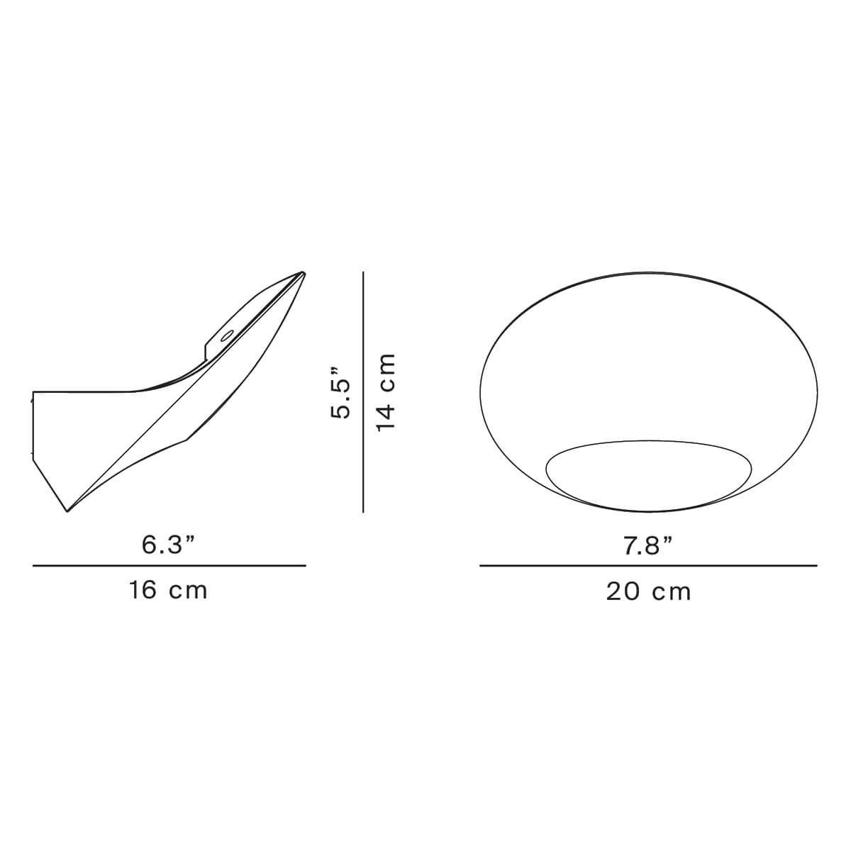 Luceplan Garbí LED Parete, Maßzeichnung