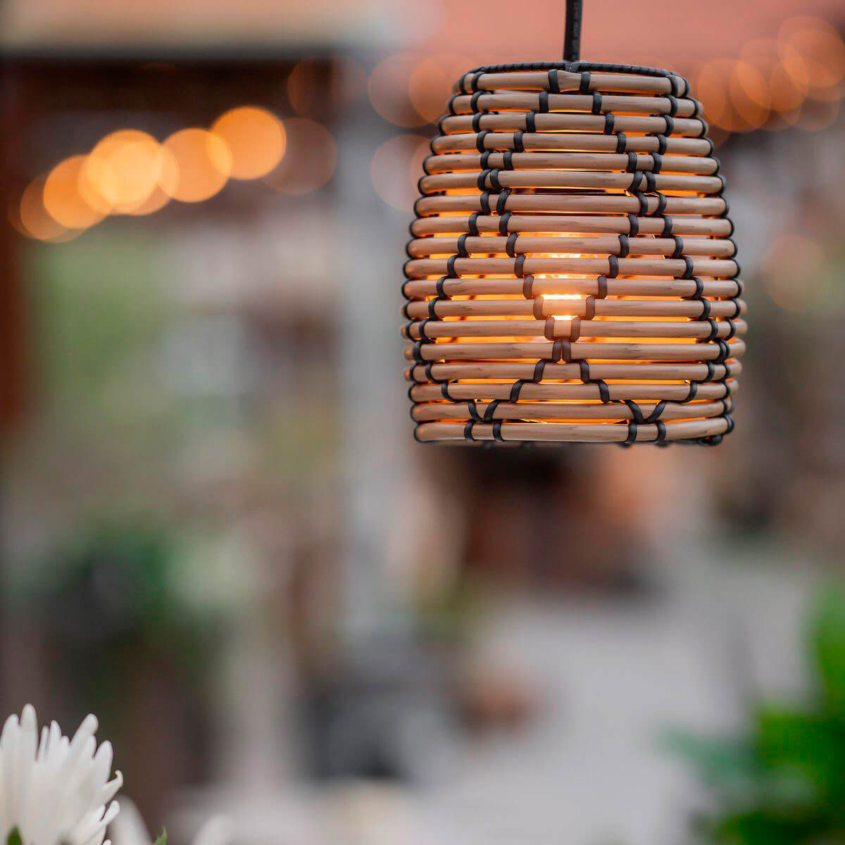 PR Home Lollo Outdoor Pendelleuchte, Ø: 18 cm, natur / schwarz